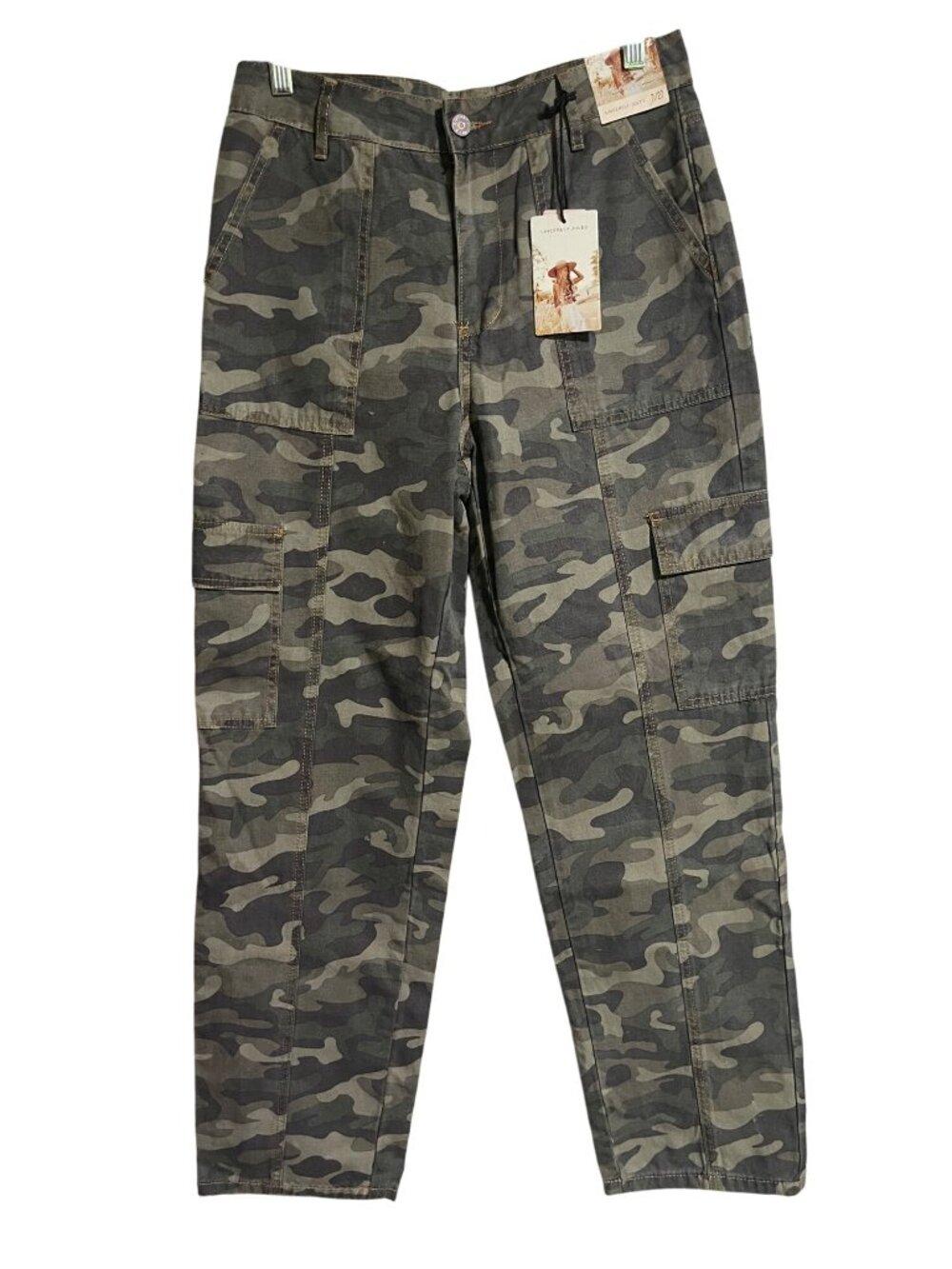 Sincerely Jules Womens Camo Cargo Pants Size 7 27 Waist 100% Cotton Relaxed Fit